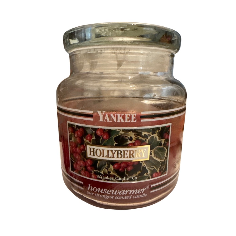 Yankee Candle Black Label Hollyberry Retired 1/2 USED 65-90 Hour Candle